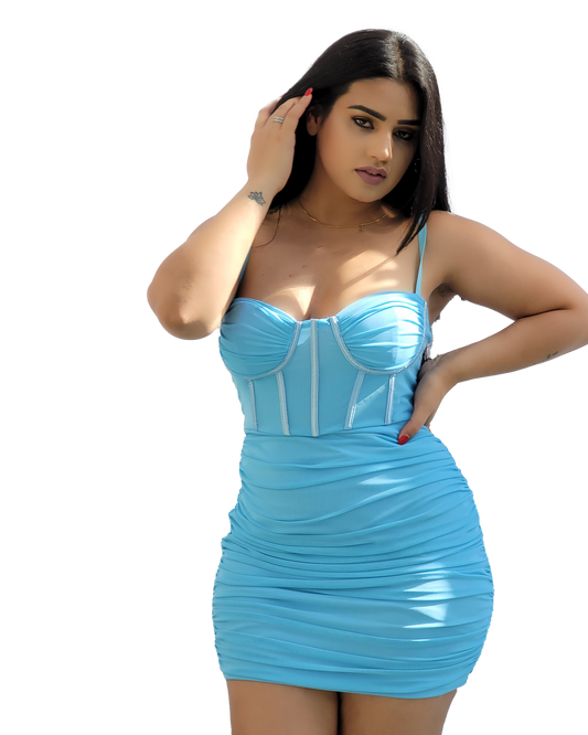 Kara blue Corset mini dress